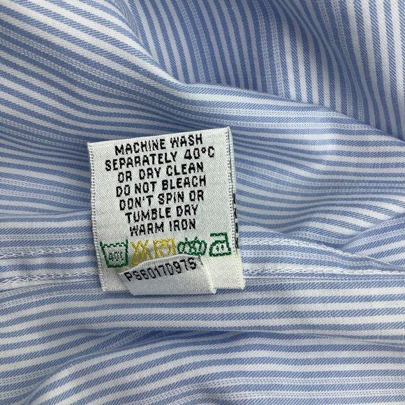 Bugatchi Mens Long Sleeve‎ Button Up Shirt Blue Striped Size XL - Picture 7 of 7